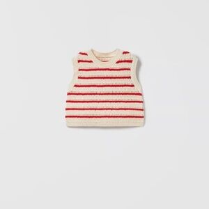 Zara Toddler Red Stripe Crochet Tank